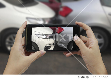 Hand holding smart phone take a photo  36262782