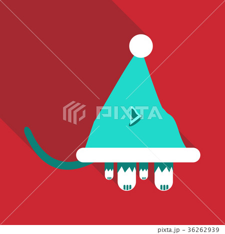 cat in the hat of Santa Claus. Vector icon 36262939