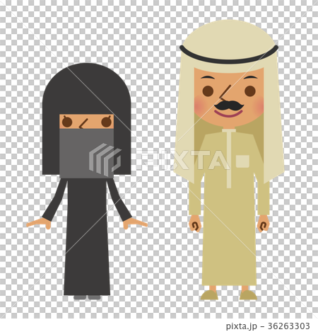アラブ 民族衣装 男女 地球 アラブ人 中東 イスラム教のイラスト素材