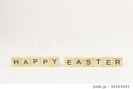 Text wooden blocks spelling the word happy easter 36264885
