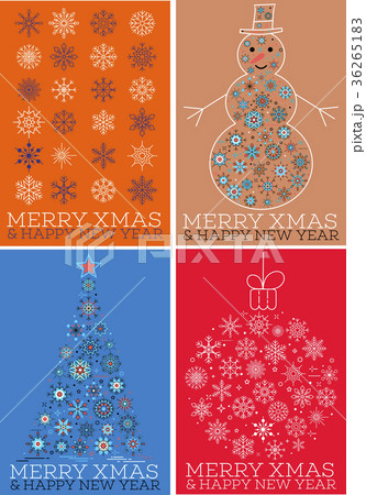 Merry xmas and happy new year cards set 36265183