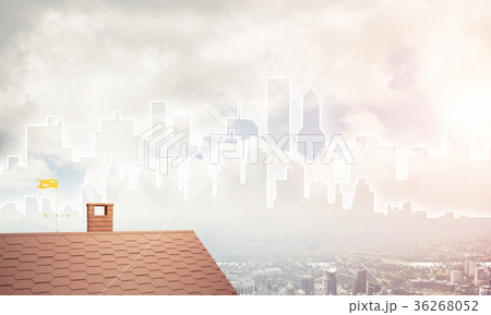 Concept of real estate and construction with drawn silhouette on 36268052