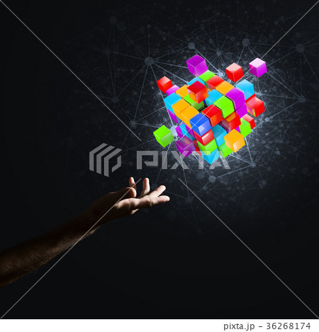 Idea of new technologies and integration presented by cube figure Idea of new technologies and integration presented by cube figure 36268174