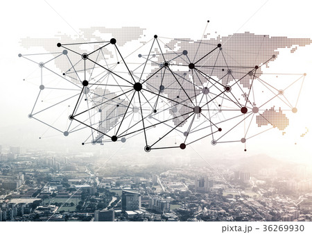 Modern city and social net as concept for global networking 36269930