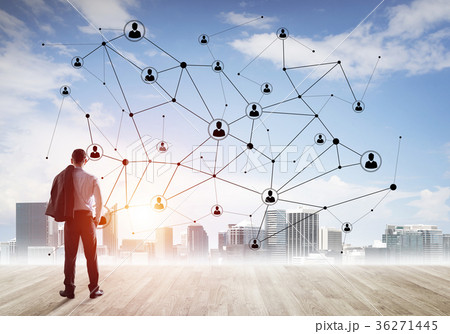 Social connection concept drawn on screen as symbol for teamwork and cooperation Social connection concept drawn on screen as symbol for teamwork and cooperation 36271445