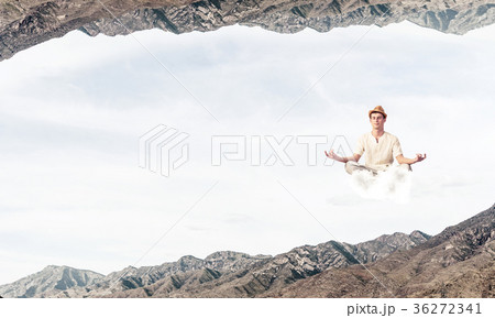 Young man keeping mind conscious. 36272341