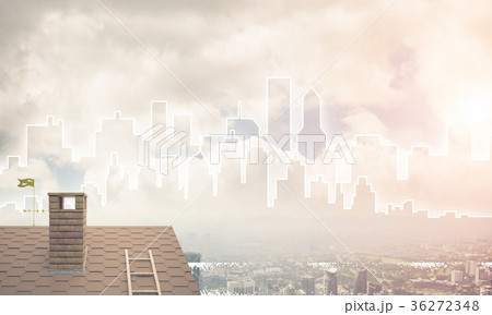 Concept of real estate and construction with drawn silhouette on 36272348