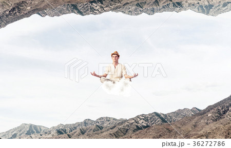Young man keeping mind conscious. 36272786