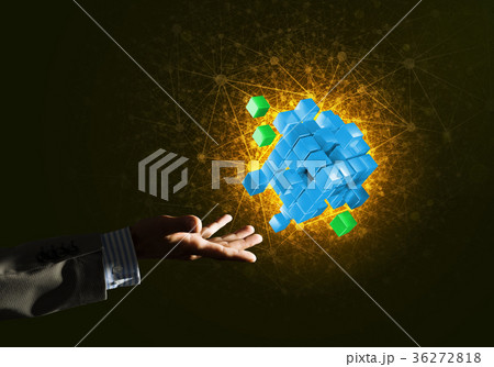 Idea of new technologies and integration presented by cube figure 36272818