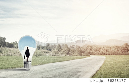 Businesswoman inside light bulb 36273177