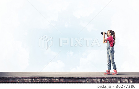 Concept of careless happy childhood with girl of school age look Concept of careless happy childhood with girl of school age look 36277386