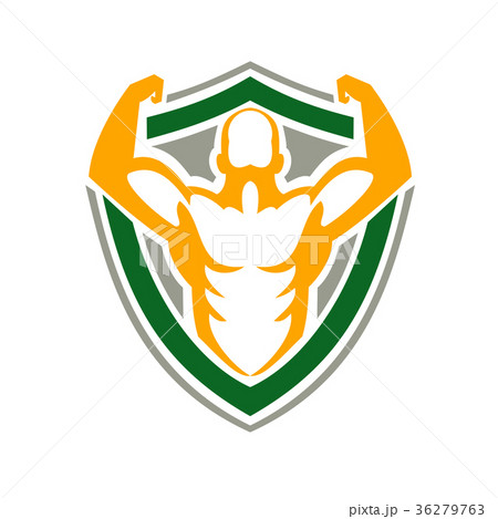 Strongman Flexing Muscles Crest Icon Strongman Flexing Muscles Crest Icon 36279763