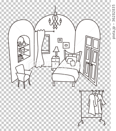 Womanu0027s room line drawing background transparent - Stock 