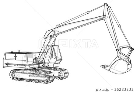 Excavator. Abstract drawing. Tracing illustration 36283233