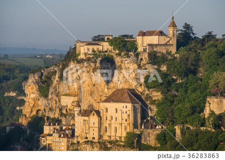 Rocamadour village site in france at sunrise Rocamadour village site in france at sunrise 36283863