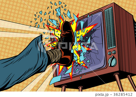 Leg breaks TV, concept fake news Leg breaks TV, concept fake news 36285412