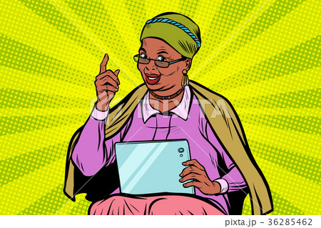 African elderly woman with a tablet African elderly woman with a tablet 36285462