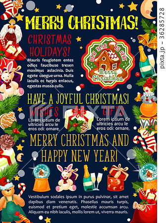 Christmas greeting card vector New Year gifts 36285728