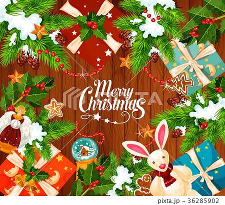 Christmas winter holidays vector greeting card 36285902