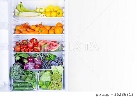 Colorful vibrant fresh vegetables ib refrigerator Colorful vibrant fresh vegetables ib refrigerator 36286313