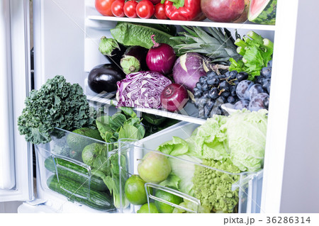 Purple fresh vegetables in refrigerator Purple fresh vegetables in refrigerator 36286314