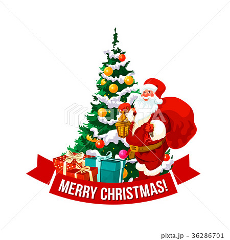 Merry Christmas vector Santa and tree icon Merry Christmas vector Santa and tree icon 36286701