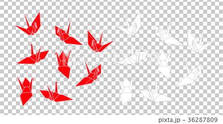 Red and white folded crane 36287809