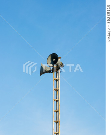 Loudspeaker Tower against Blue Sky Background 36289119