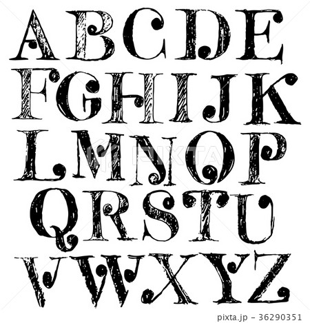 Hand drawn font with round elements. Grunge style Hand drawn font with round elements. Grunge style 36290351