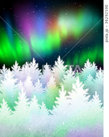 Winter landscape background with northern lights 36292590