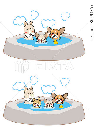 犬家族の温泉b 岩風呂 模様なし のイラスト素材