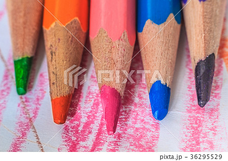 Close up of color pencil pile pencil nibs Close up of color pencil pile pencil nibs 36295529