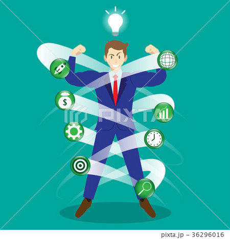 Businessman Surrounded By Business Icons 36296016