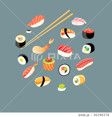 Vector beautiful set of different sushi  36296378
