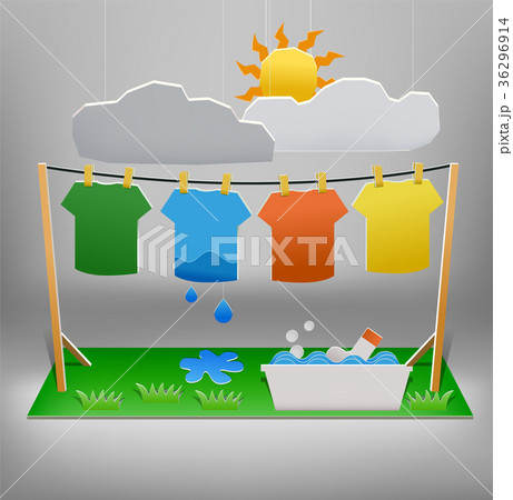 Washing the clothes on a sunny day. 36296914