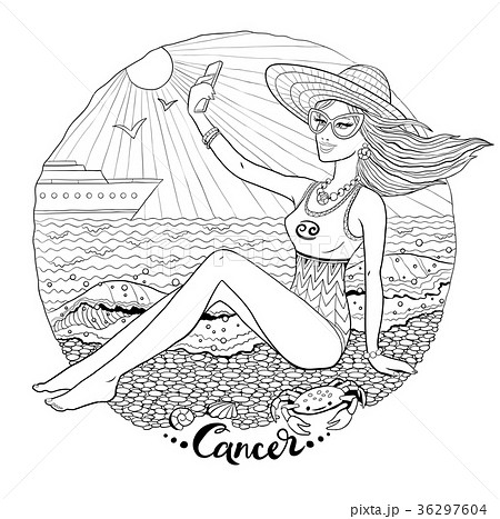 Line art illustration of Cancer zodiac sign Line art illustration of Cancer zodiac sign 36297604
