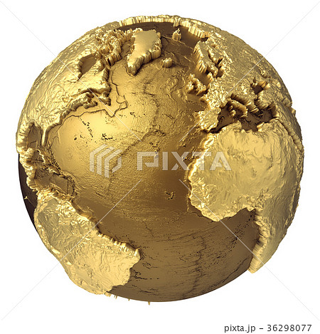 Gold Globe Atlantic Ocean. 36298077