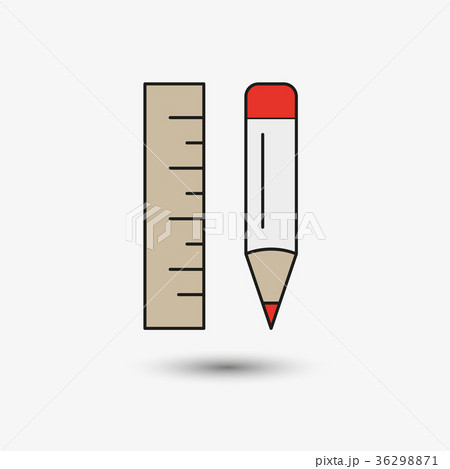 Pencil and ruler icon 36298871