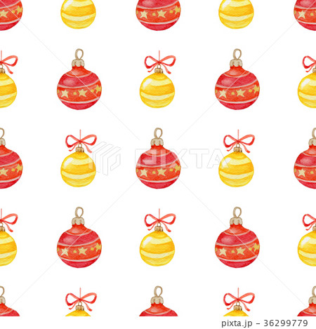 Christmas pattern with red and yellow decorations 36299779