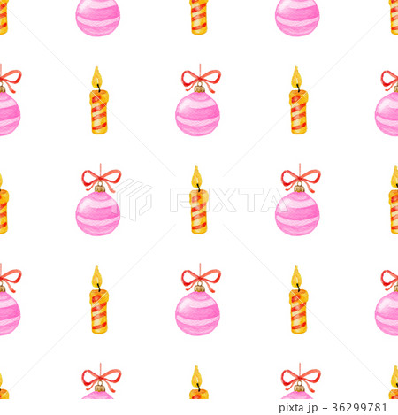 Christmas pattern with candle and decorations 36299781