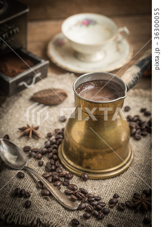 Turkish coffee in copper coffe pot 36300055