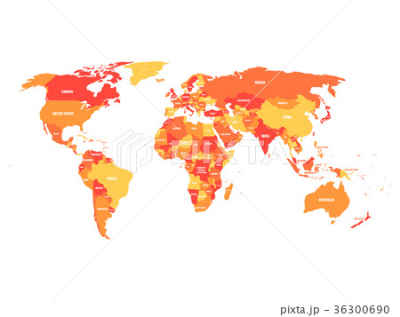Political map of World in four shades of orange 36300690