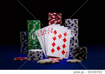 Royal flush with stuck of chips Royal flush with stuck of chips 36300762
