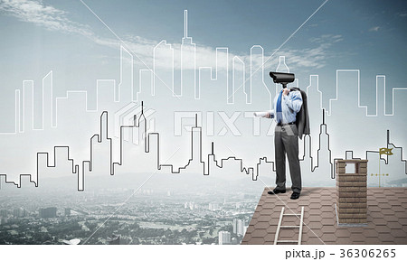 Concept of home security and privacy protection with camera head Concept of home security and privacy protection with camera head 36306265