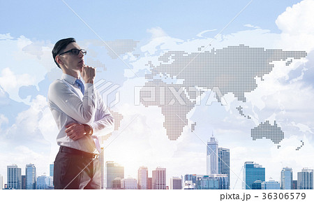 Concept of business success and control with confident boss agai 36306579