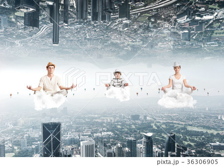 Young family keeping mind conscious. 36306905