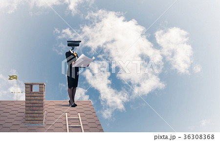 Concept of security and privacy protection with camera headed wo 36308368