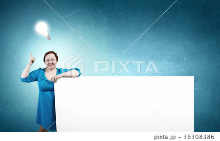 Stout woman with banner 36308386