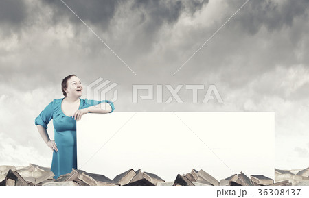 Stout woman with banner 36308437