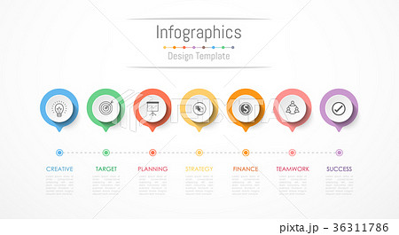 Infographic design elements with 7 options. 36311786